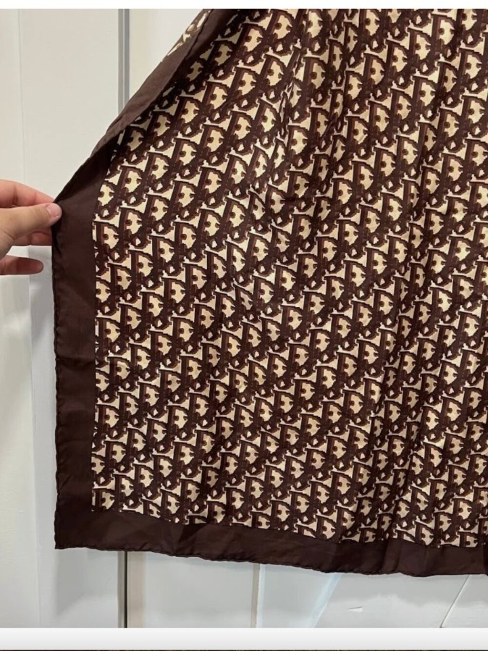 Christian Dior Monogram Scarf. 100% Silk. Hand Rolled. Made in Italy 30"x30" - Picture 6 of 6